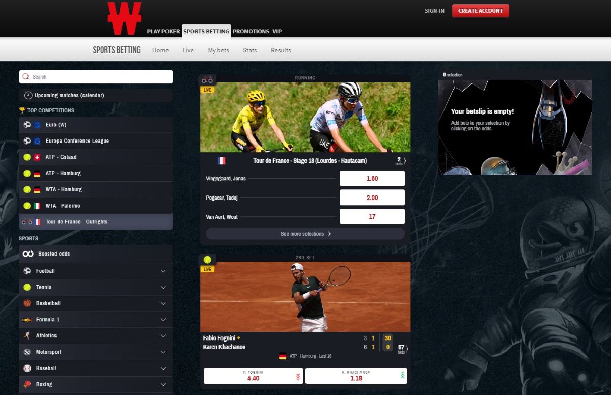 Winamax Sportsbook Homepage