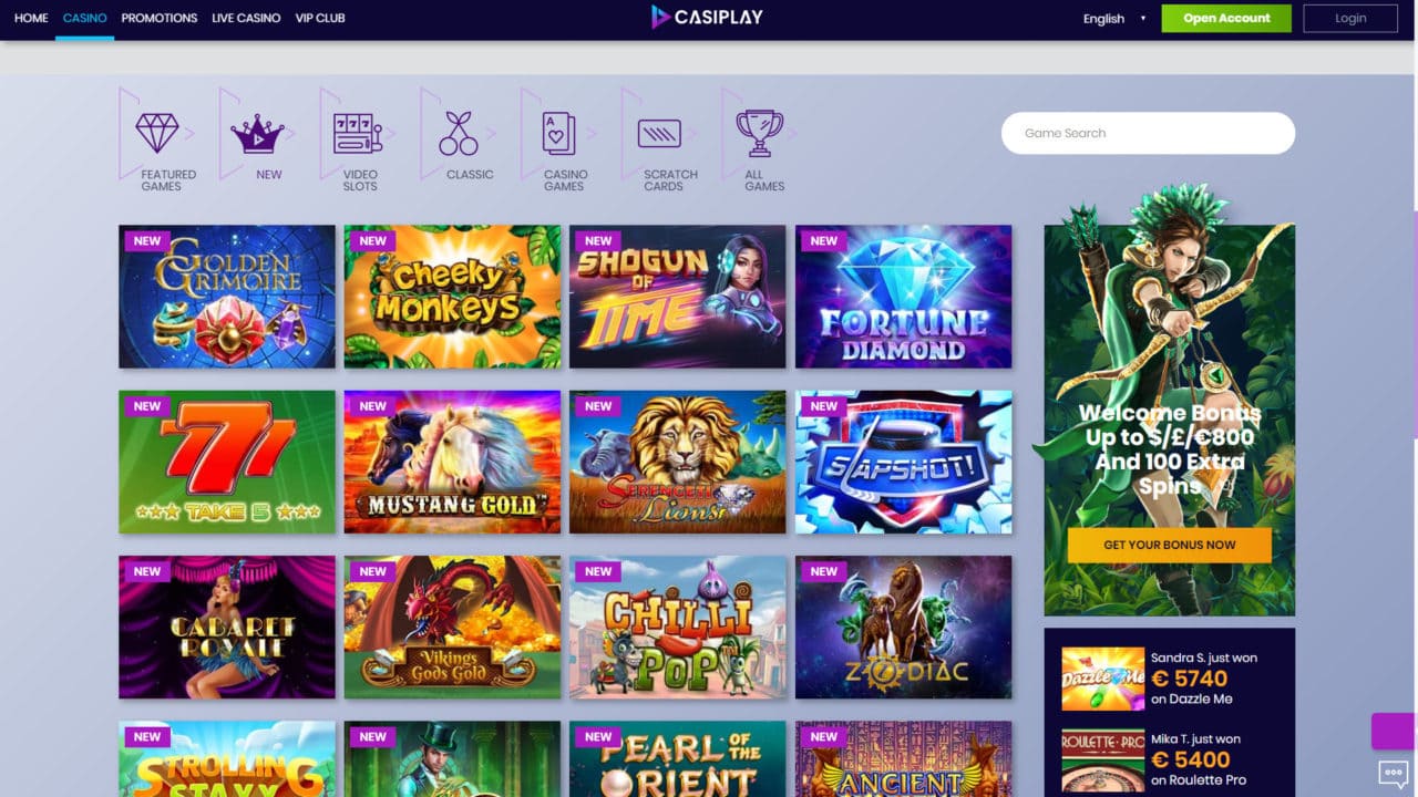 casiplay online casino game list