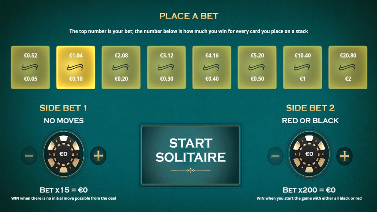Online Casino Solitaire Betting Screen