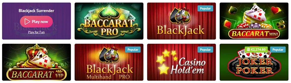 Slotum Casino Table Games