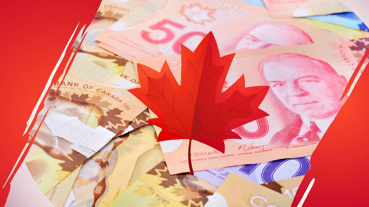 Canadian Flag and Dollars