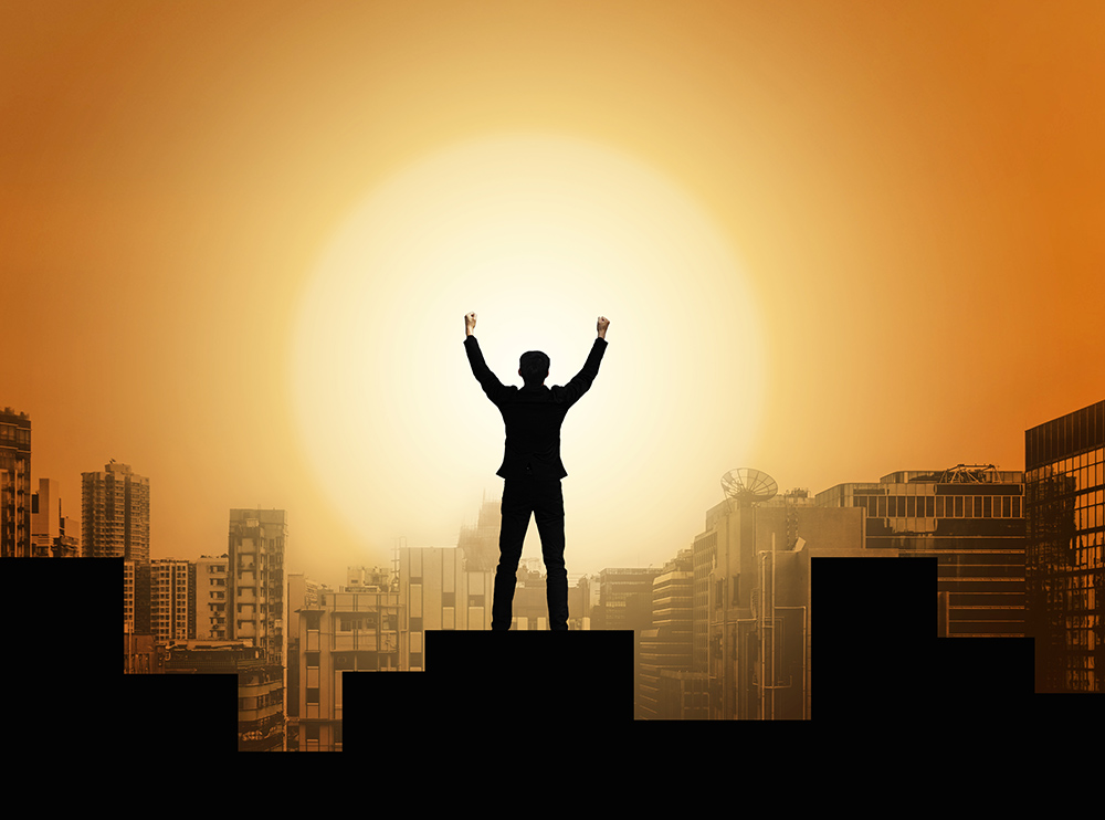 Man on top of a building