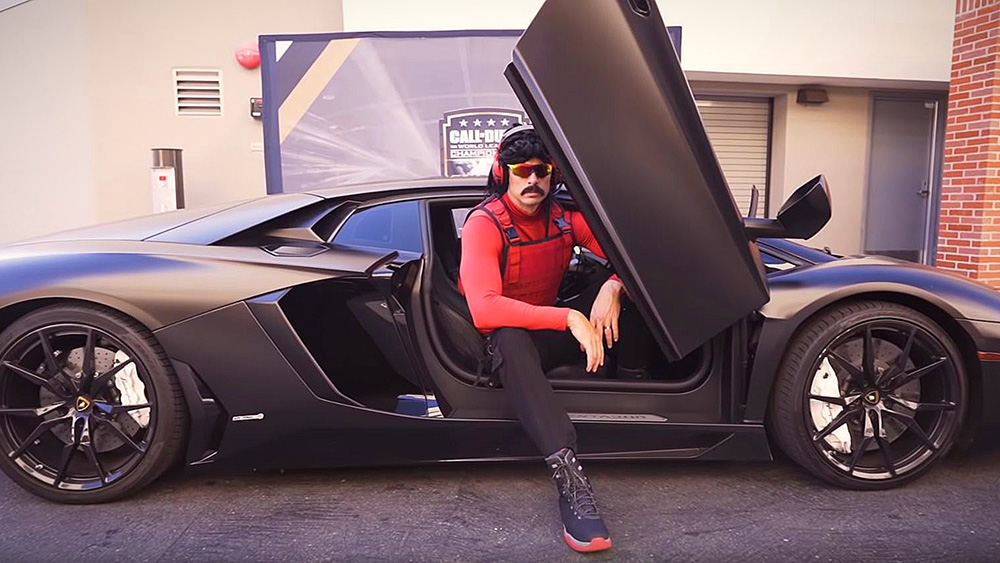 Dr Disrespect in Lamborghini Aventador