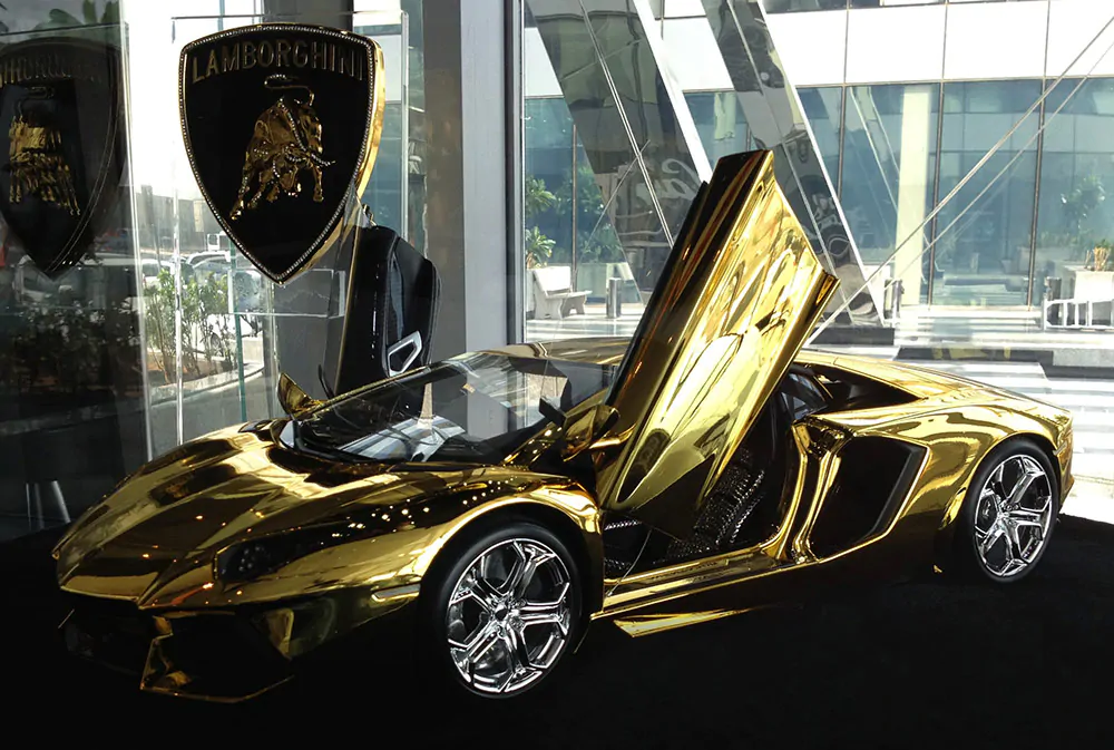 Gold Lamborghini Aventador Model Car