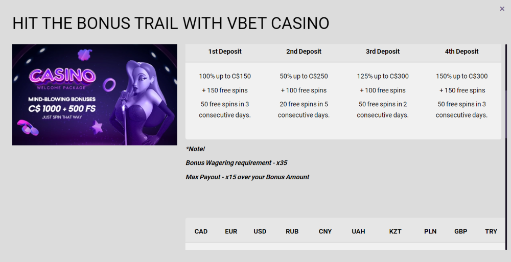 Vbet casino canada welcome bonus