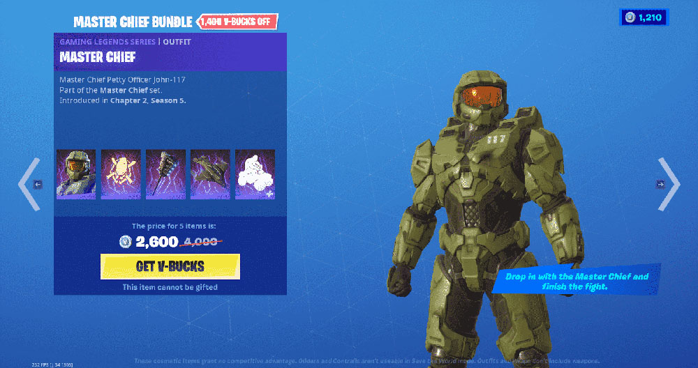 Masterchief skin on Fortnite