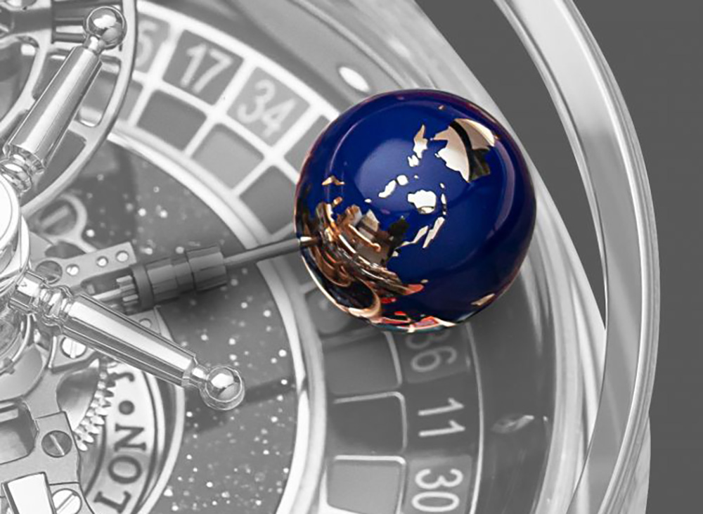 Roulette watch globe hand