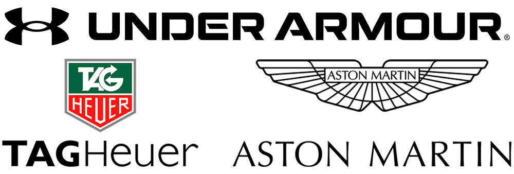 Under Armour, Tag Heuer, Aston Martin