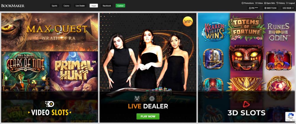 Bookmaker Casino Homepage