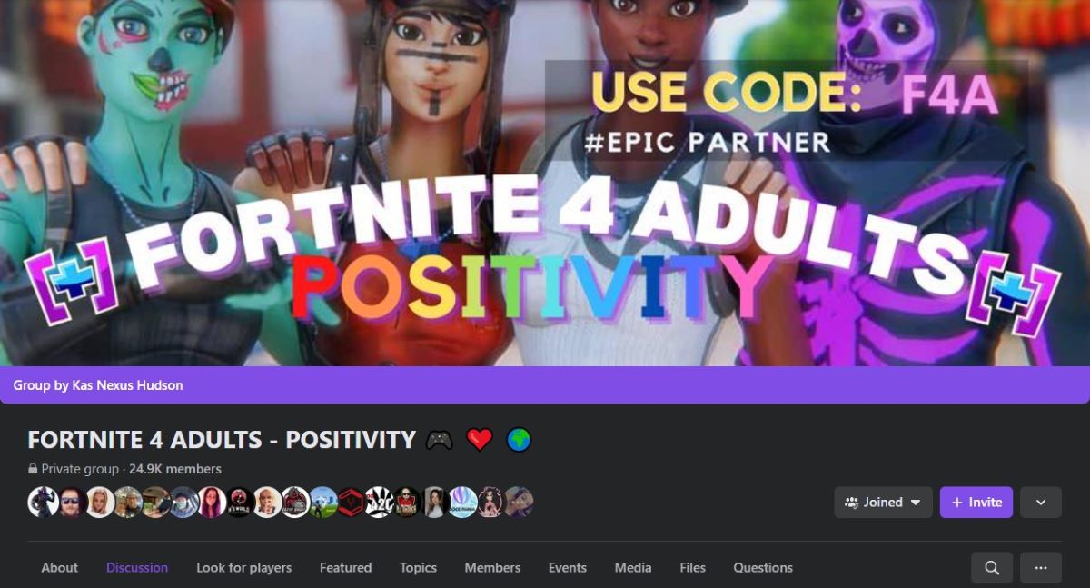 Fortnite 4 Adults Facebook Page