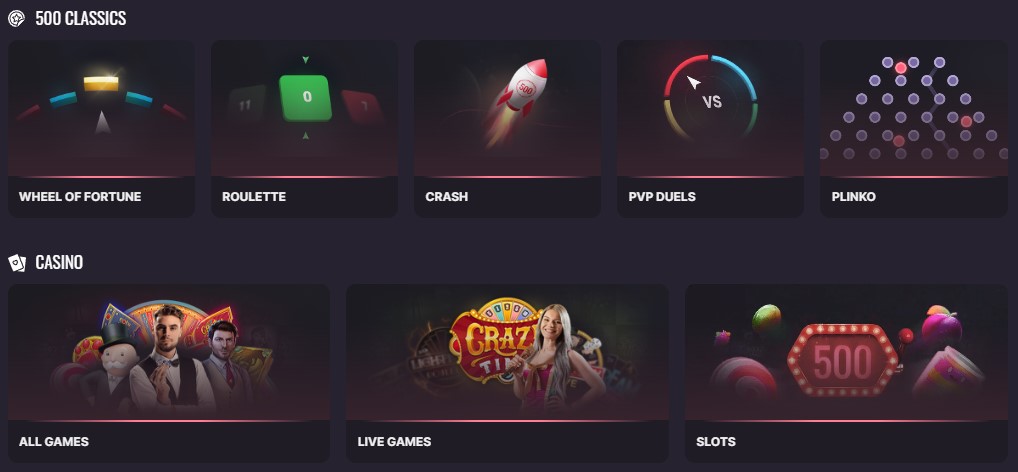 CSGO500 casino games