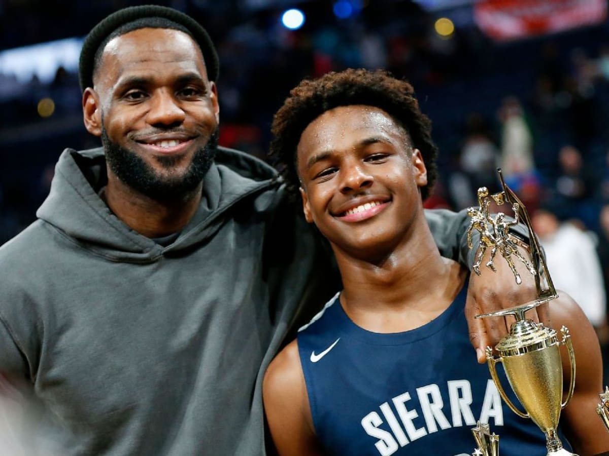 LeBron James and son Bronny together on the court