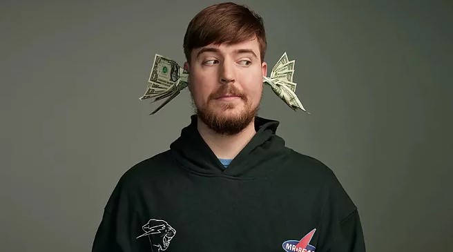 Mr Beast with cash in his ears