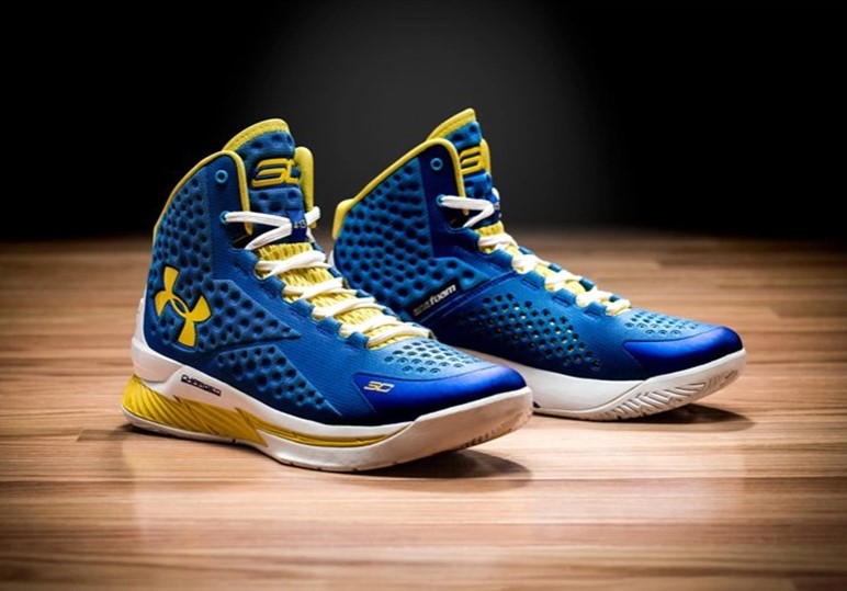 Under Armour Curry One's Basketball Sneakers in Blue and Yellow