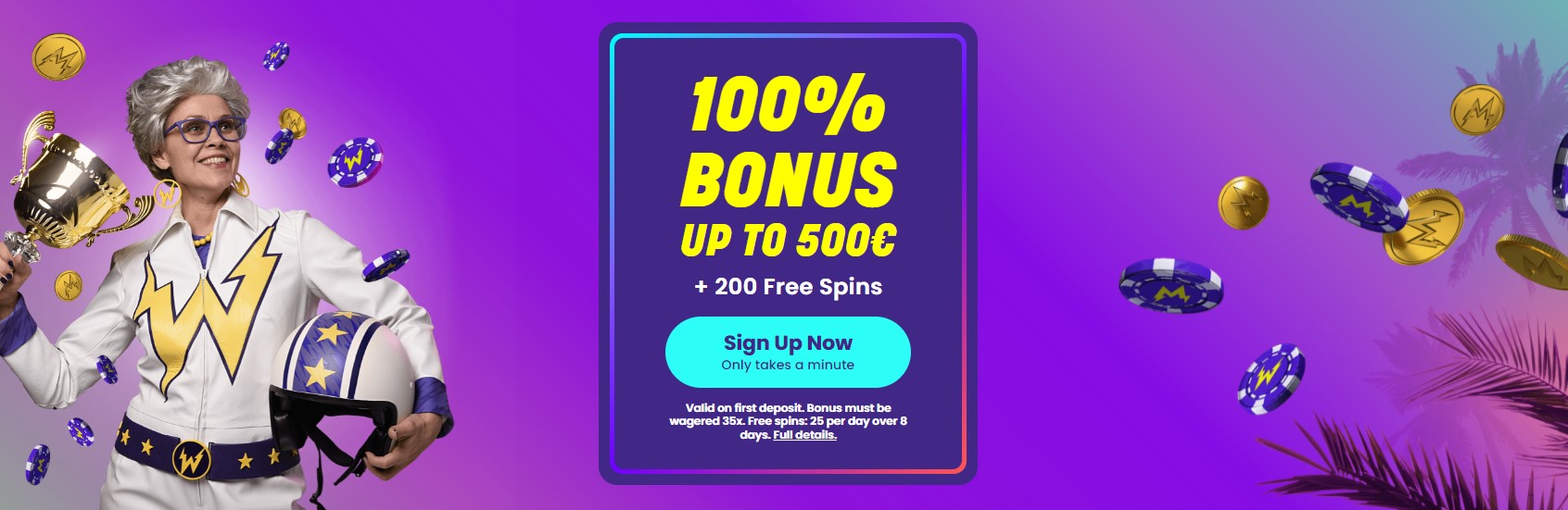 Welcome bonus banner at Wildz casino