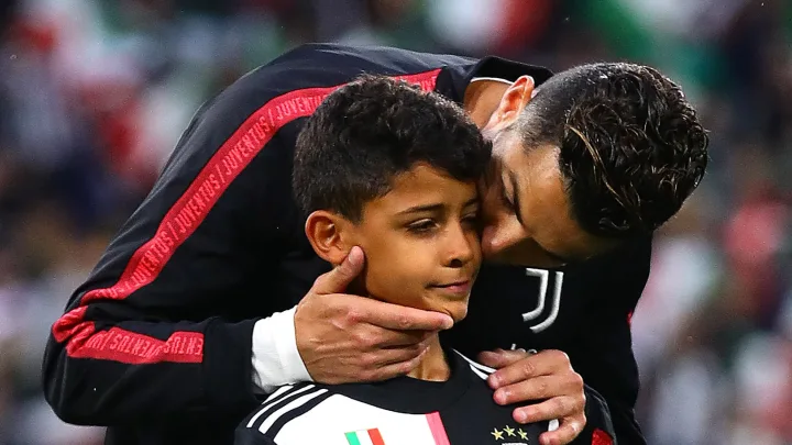Ronaldo and Cristiano Jr. during Juventus match