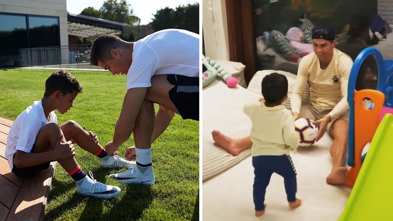 Cristiano Playing with his sons Mateo and Cristiano Jr.