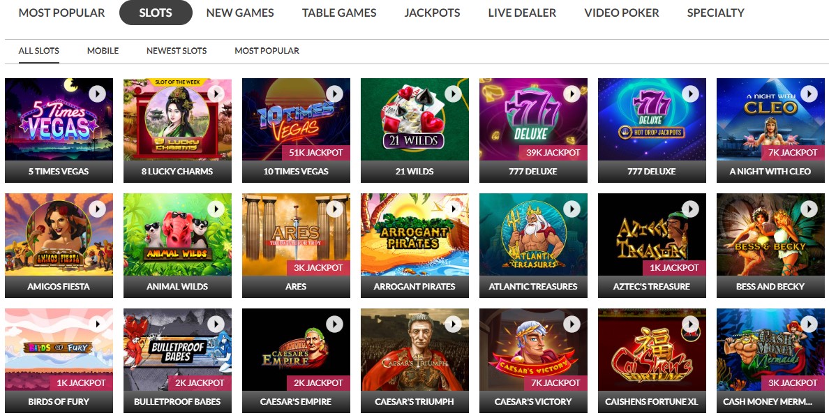 Slots LV casino games page
