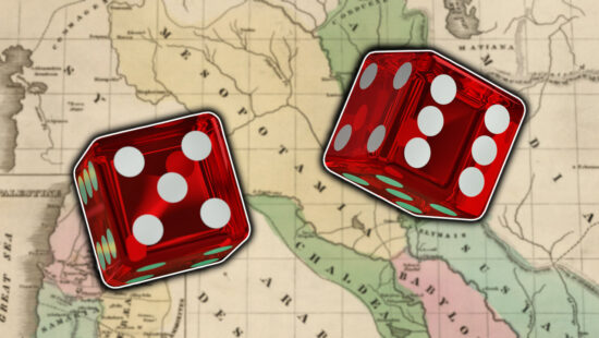 Dice on a map for games of chance