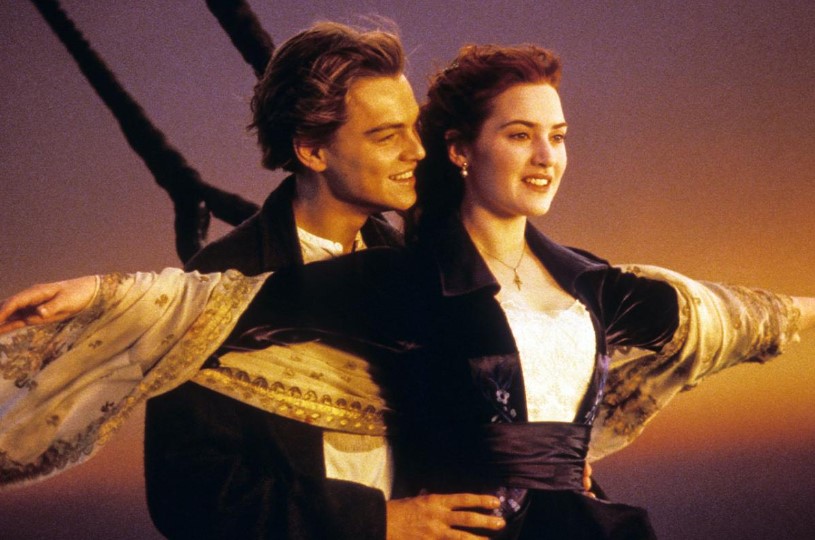 Jack and Rose on the Ships Bow in Titanic