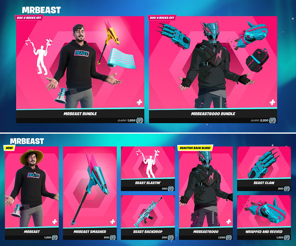 The Mr Beast Fortnite Skins