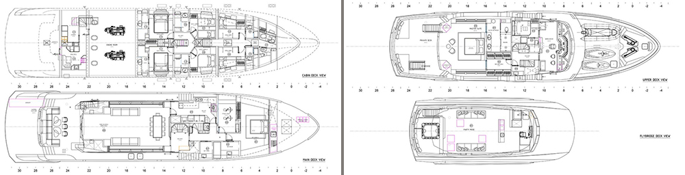 Blueprints of the Infinity nine Yacht of Tony Parker
