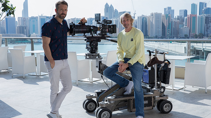 A picture of Ryan Reynolds with Michael Bay on the sets of 6 Underground in Rome, Italy. 