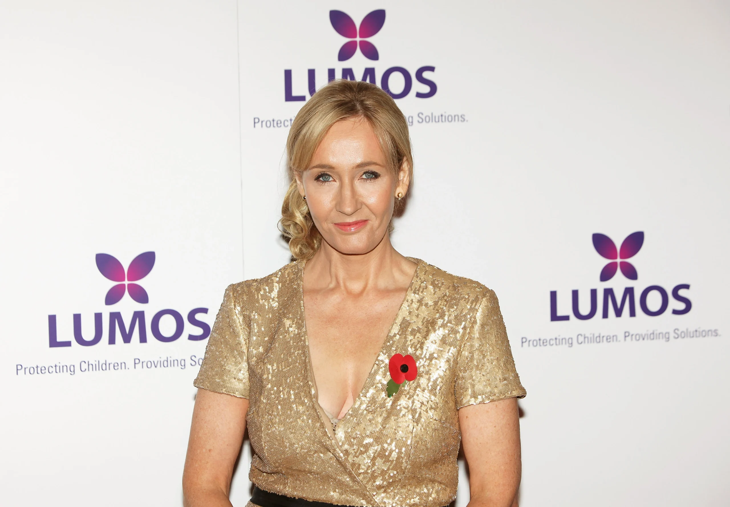 J.K. Rowling at a fundraising event for her non-profit organizations, Lumos. 