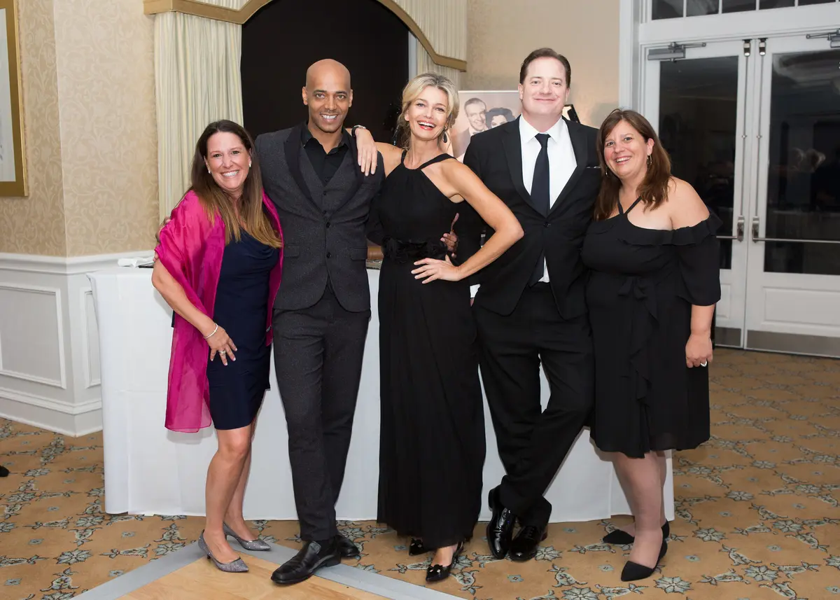 Amy Montimurro, Billy Blanks Jr, Paulina Porizkova, Brendan Fraser, and Erica Klair posing for a picture during Dancing Stars of Greenwich Charity