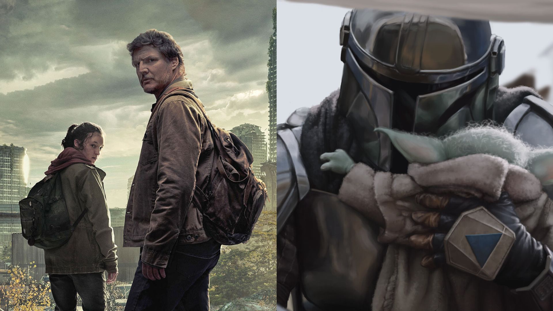 Pedro Pascal in The Mandalorian and The Last of Us.