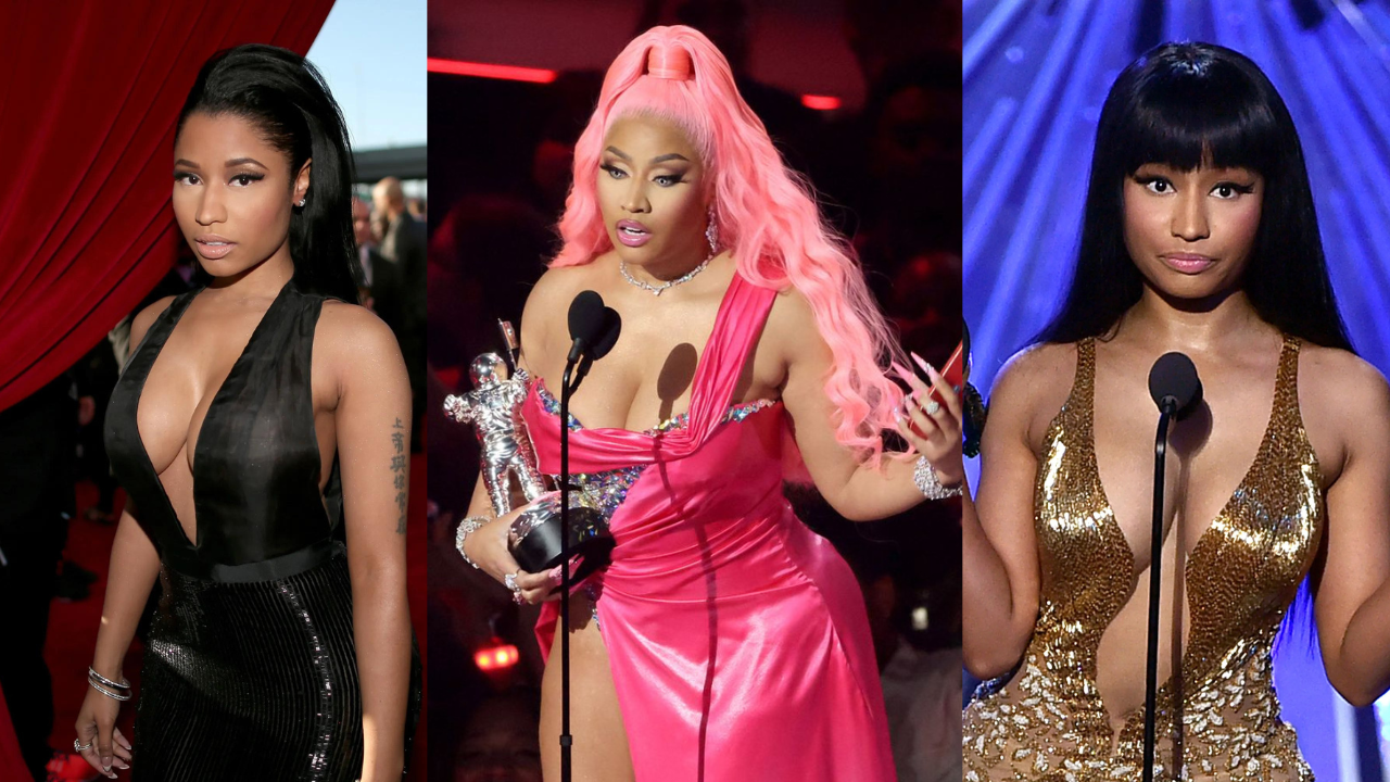 A collage of nicki minaj from different events.