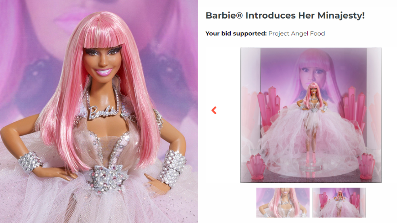 a collage of minajesty, the barbie doll made in the image of nicki minaj.